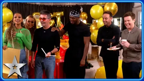 Simon Cowell's Birthday Surprise on Britain's Got Talent Set
