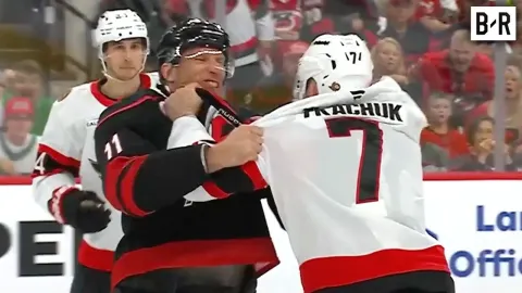 Brady Tkachuk and Jordan Staal Fight in Opening Seconds of NHL Playoffs