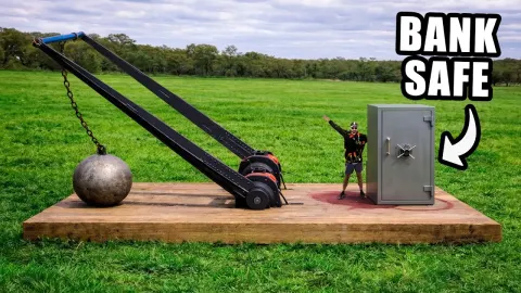 High-Speed Wrecking Ball Machine Tests Bank Safe Durability