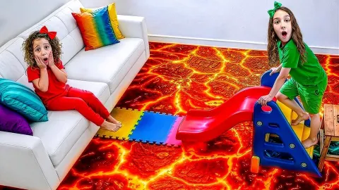 Sierra Saves Her Little Sister from Danger in The Floor Is Lava Game