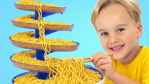 Kids Make Rainbow Noodles for Uncle