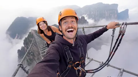 Climbing China's Highest Ladder in the Avatar Mountains
