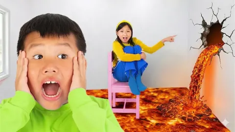 Children Escape Lava in Minecraft Adventure